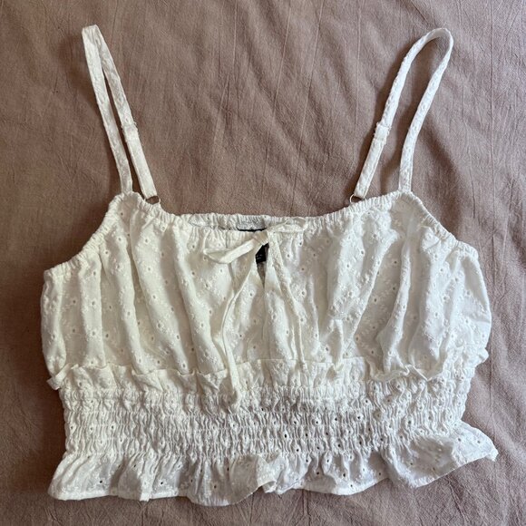 Wild Fable White‎ Eyelet Crop Top Size L - Picture 1 of 7